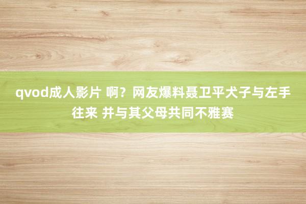 qvod成人影片 啊？网友爆料聂卫平犬子与左手往来 并与其父母共同不雅赛