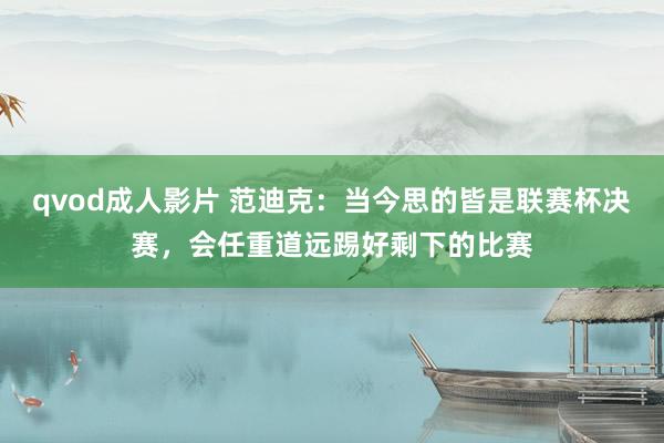qvod成人影片 范迪克：当今思的皆是联赛杯决赛，会任重道远踢好剩下的比赛